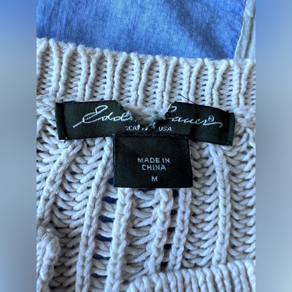 Vintage Y2K Eddie Bauer Womens Cream Knit Cottagecore Cabincore Cardigan Medium - Picture 7 of 13